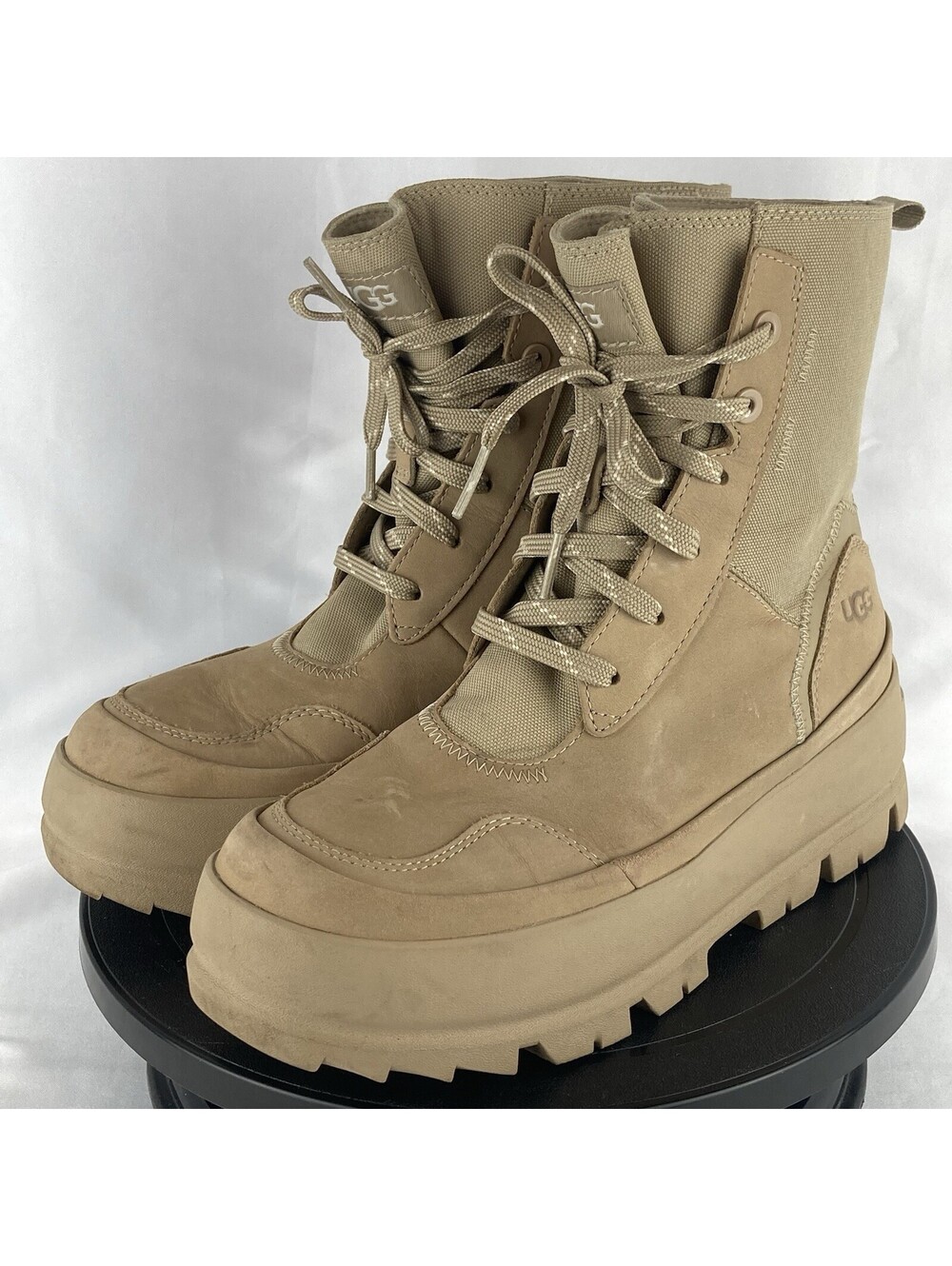 Womens 6.5 UGG Ashton Hybrid Boot Sand Tan Platform Waterproof Lug Sole High Top